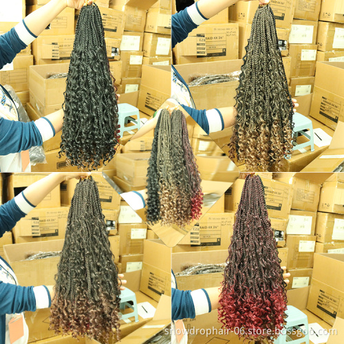 14/22Inch Boho Goddess Box Braids Crochet Hair Box Braid Crochet locs Bohemian Crochet Hair Extension